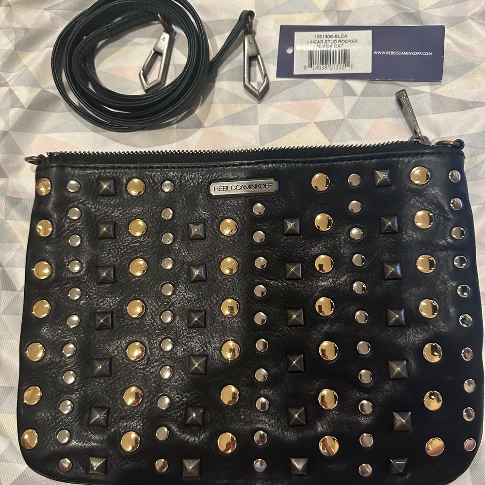 Rebecca Minkoff Linear Stud Rocker Black cat crossbody bag. Great condition.